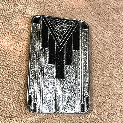 Vintage Silver & Black  Chambers Candy Art Deco Style Card Holder/pill Box Tin • $18.95