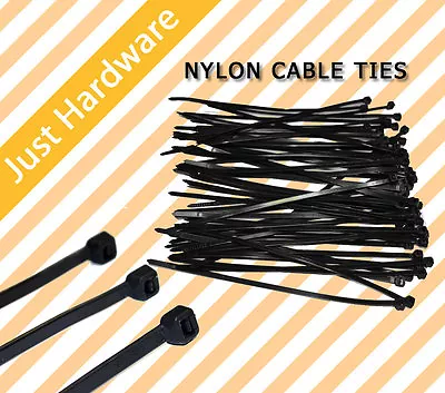 Cable Ties 2.5mm X 100mm Zip Ties Black Nylon UV Stabilised 100 Pcs • $2.99