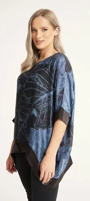 Saloos Chic 20 Silk-Look Top With Necklace Teal RRP £56 • £14.99