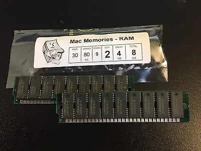 2x 4MB 30-Pin 80ns Parity FPM SIMMs Macintosh COLOR CLASSIC Memory Apple RAM 8MB • $32.49