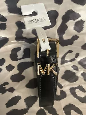 Michael Kors Women's Leather Belt - Black- Gold Buckle - Size M - NWT • $35