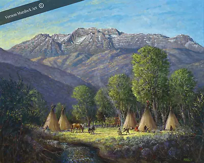 Summer Home By Vernon Murdock Painting Nature Art Giclee Indians Best Seller • $185