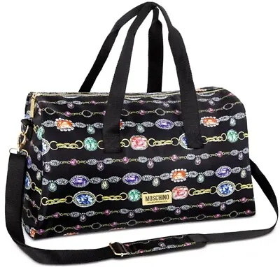 Moschino Fragrances Black Duffle Travel Bag Overnight Shoulder Handbag Weekender • $53.98