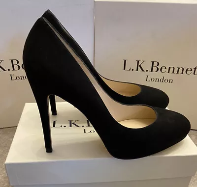 £99 • Buy LK Bennett New Sledge Black Suede Formal Court Shoes UK 7 40 BNWT RRP £195
