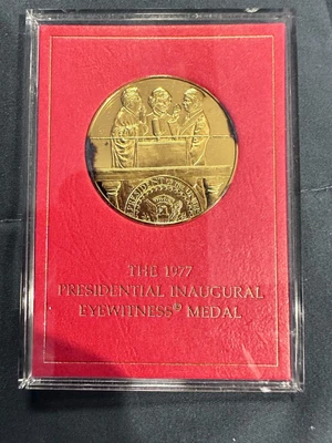 $0.99 • Buy 1977 FRANKLIN MINT  24k GOLD PLATEDSTERLING SILVER JIMMY CARTER INAUGURAL MEDAL