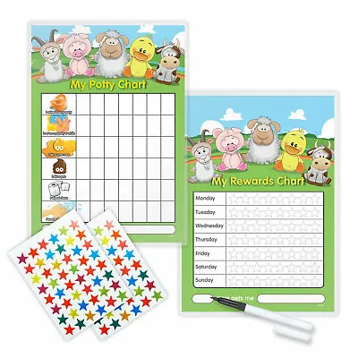Potty Reward Chart Cuddles Farm Chart Set Magnetic Available  FREE Pen And Stars • £2.60