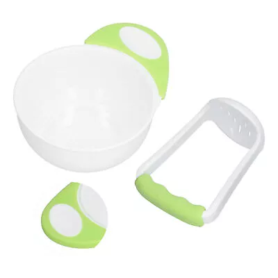 Baby Food Masher Bowl Set Non Slip Long Bowl Handle Fruit Vegetable Puree UK REF • £13.29