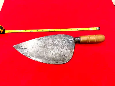 VTG Cleaver Butcher Knife 10  Inch Rounded Carbon Steel Wood Handle Full Tang • $34.96