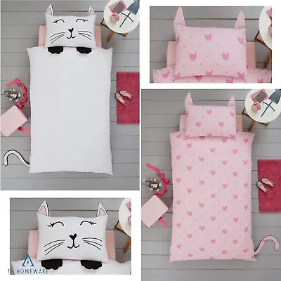 £11.95 • Buy Kids Cat Shape Animal Duvet Cover Set Reversible Bedding Quilt & Pillow Case
