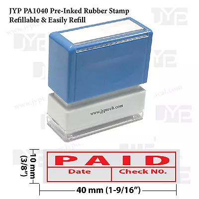 $11.99 • Buy Paid, Date & Check No. W. Frame - JYP PA1040 Pre-Inked Rubber Stamp ( Red Ink)