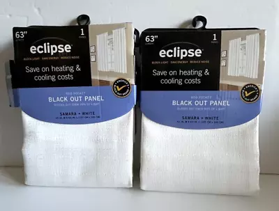 Ellery Homestyles Eclipse Black Out Curtains 42  X 63  Samara White 2 Panels • $29.99