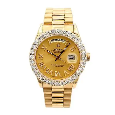 1981 Rolex Day-Date 18038 Presidential Diamond Dial 18K Yellow Gold Watch • $23000