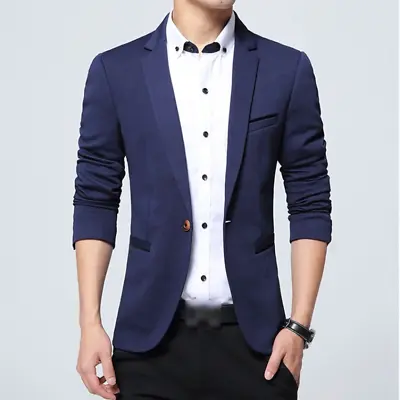 Mens Casual Blazer Jacket Korean Youth One Button Business Slim Suits Coat • $22.87