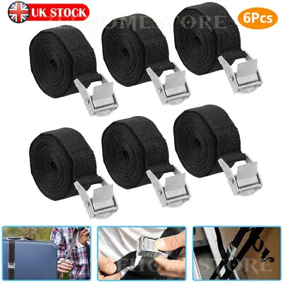 6 X Heavy Duty Ratchet Tie Down Straps Car Roof Rack Belts Quick Release 2.5M • £7.99