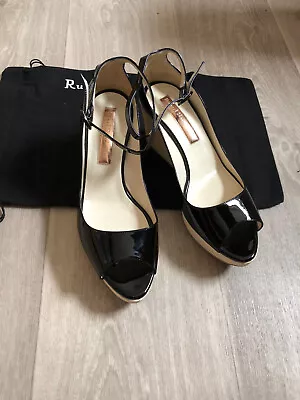 £65 • Buy Rupert Sanderson Black Patent Sandals EU Size 38.5/UK 5.5