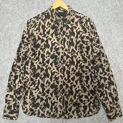 All Saints Shirt Leopard Patterned Montaud Animal Print Black Brown Men's Medium • £26