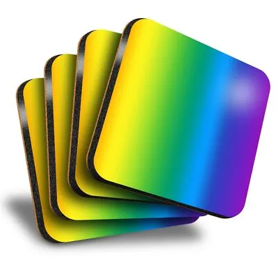 £7.99 • Buy Set Of 4 Square Coasters - Rainbow Colours Bright Pattern  #13174
