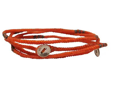 M Cohen Beaded Cord Convertible Wrap Bracelet Orange .925 Gunmetal Necklace • $234.99