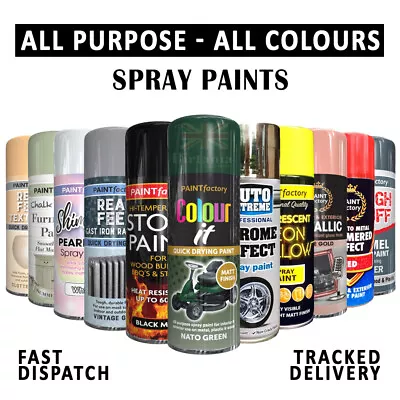 All Purpose Aerosol Spray Paint Fast Dry Excellent Coverage For Metal Wood- B4 • £6.79