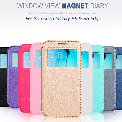 Window Magnet Diary Wallet Flip Case Cover For Samsung Galaxy S6 & S6 Edge • $7.99