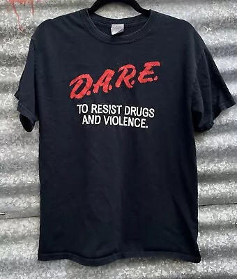 Black Classic D.A.R.E To Resist Drugs And Violence T-Shirt Adult Size M Grunge • $10