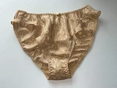 NEW Victoria's Secret VTG SILKY SATIN GOLD BIKINI FLUTTER Tap PANTIES LINGERIE M • $49.99