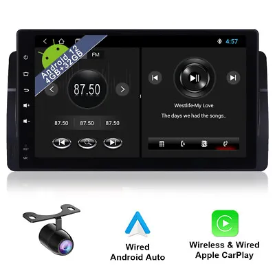 9  Android 12 4+32GB Car Radio Stereo GPS Car Play DSP DAB+ For BMW E46 M3 • £195.99