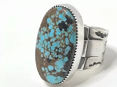 Number #8 Mine Turquoise Sterling Silver Ring Size 9-3/4 22.6g Signed Handmade  • $275