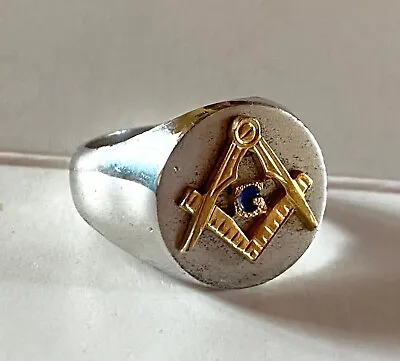 Vintage MASONIC Sterling Silver RING Size 9 New Old Stock 925 Freemason Symbols • $149.95