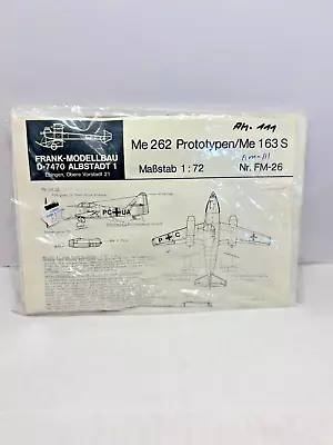 FRANK-MODELLBAU/AIRMODEL  |  1:72 | Me 262 Proto  - Me 163S | No. FM-26 | 1995 • $20.75