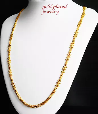 Real Looking 22 Ct Gold Plated Chain - Necklace Party Wear Kapa Indian Jewelry • £30