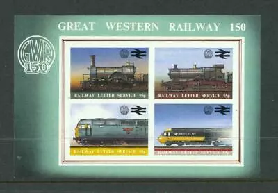 £8.75 • Buy British Rail 1985 GWR 150th Railway Letter Stamp Sheet Of 4 Imperf  MNH