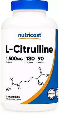 Nutricost L-Citrulline 750mg 180 Capsules - Gluten Free & Non-GMO • $17.98