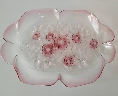 Mikasa Pink Rosella Walther Crystal  Glass 16  Oval Serving Platter  • $28.50