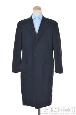 BURBERRY LONDON Solid Blue CASHMERE WOOL Mens Jacket Overcoat - EU 54 / XL • $220.50