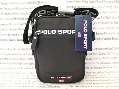 POLO RALPH LAUREN Mini Canvas Bag Mens Black Body Side Flight Shoulder Bags BNWT • £51.99