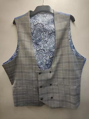 Sawyers And Hendrick's Double Breasted Light Grey Check Waistcoat 40R • £19.50