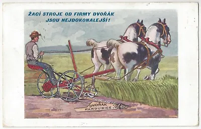 1914 Horse Drawn Farming Machinery Plow Advertising - Vintage Czech Postcard • $15