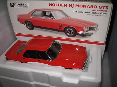 CLASSIC 1/18 HOLDEN HJ MONARO GTS  4dr  MANDARIN RED  #18747 LIMITED EDITION    • $299.99