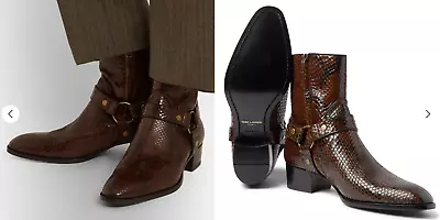 Saint Laurent Ysl WYATT PYTHON SNAKE Ankle Chelsea Boots Shoes • $3470.65