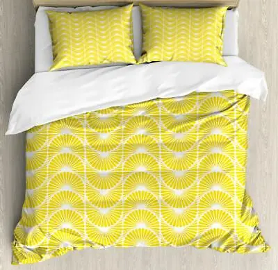 £68.71 • Buy White And Yellow Duvet Cover Set Twin Queen King Sizes With Pillow Shams