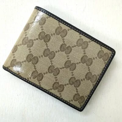 Gucci GG Crystal Bifold Wallet Brown Unisex Made In Italy Used From Japan • $299