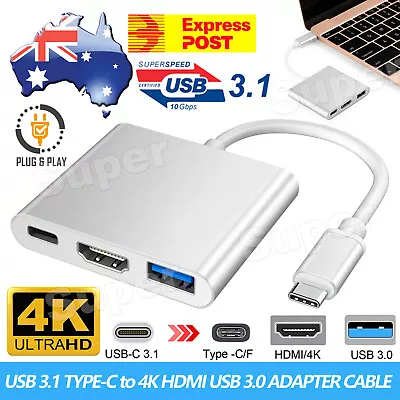 $10.85 • Buy 3 IN1 Type C USB C To Female HUB 4K HD HDMI Data Charging Cable Adapter USB
