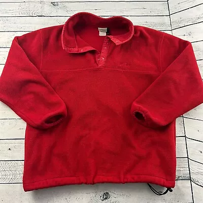 Vintage L.L. Bean Pullover Snap Button Fleece Jacket Men's L/XL Red • $20.69