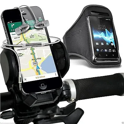 Quality Bike Bicycle Holder+Sports Armband Case Cover+In Ear Headphones✔Grey • £14.95