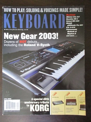 $14.95 • Buy Keyboard Magazine April 2003 Roland V-synth 40th Anniversary Of Korg Music
