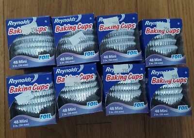 Lot Of 8 Reynolds Mini Silver Foil 2  Baking Cups - 48 Per Box - NEW = 384 Cups • $25