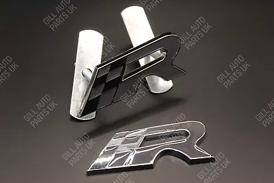 Grey Chequered Flag R Racing Front Grille And Rear Boot Badge Set For Seat • £22.95