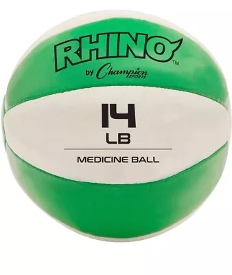 NEW Medicine Ball Sports Rhino Leather Covering Green White 15.43Lbs MB14 • $24.99