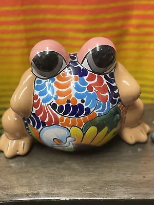 Mexican Talavera Pottery Yard Garden Art Round Frog Planter Flowerpot • $42